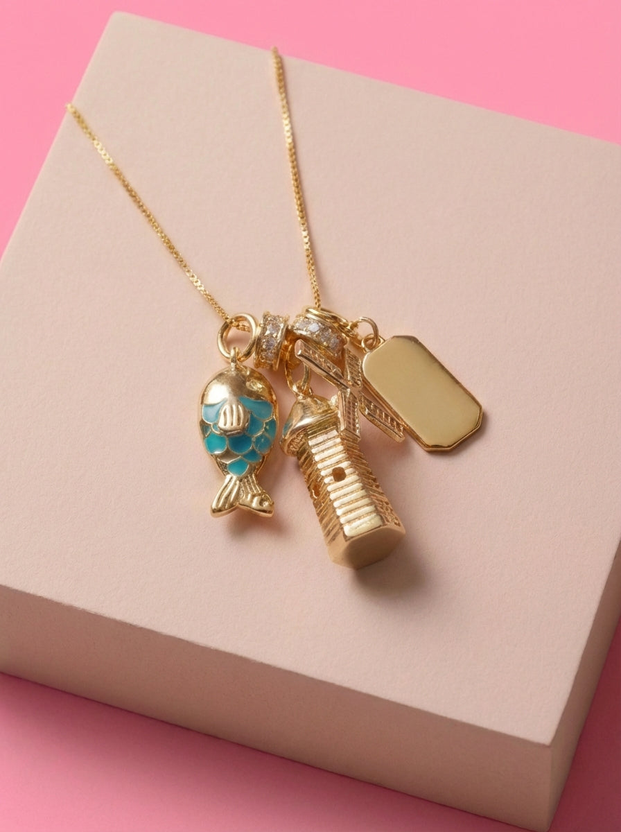The Golden Cluster Necklace 3 Charms set